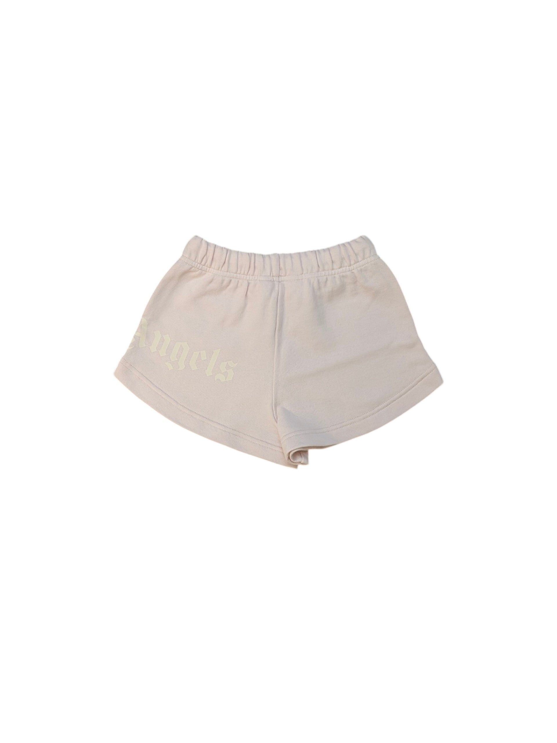 Pantaloncino in felpa rosa con stampa logo Palm Angels