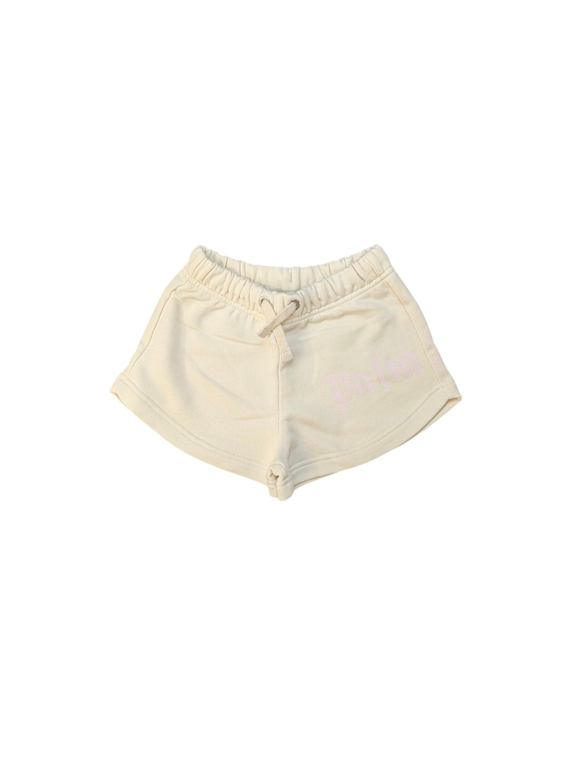 Pantaloncino in felpa panna con stampa logo Palm Angels