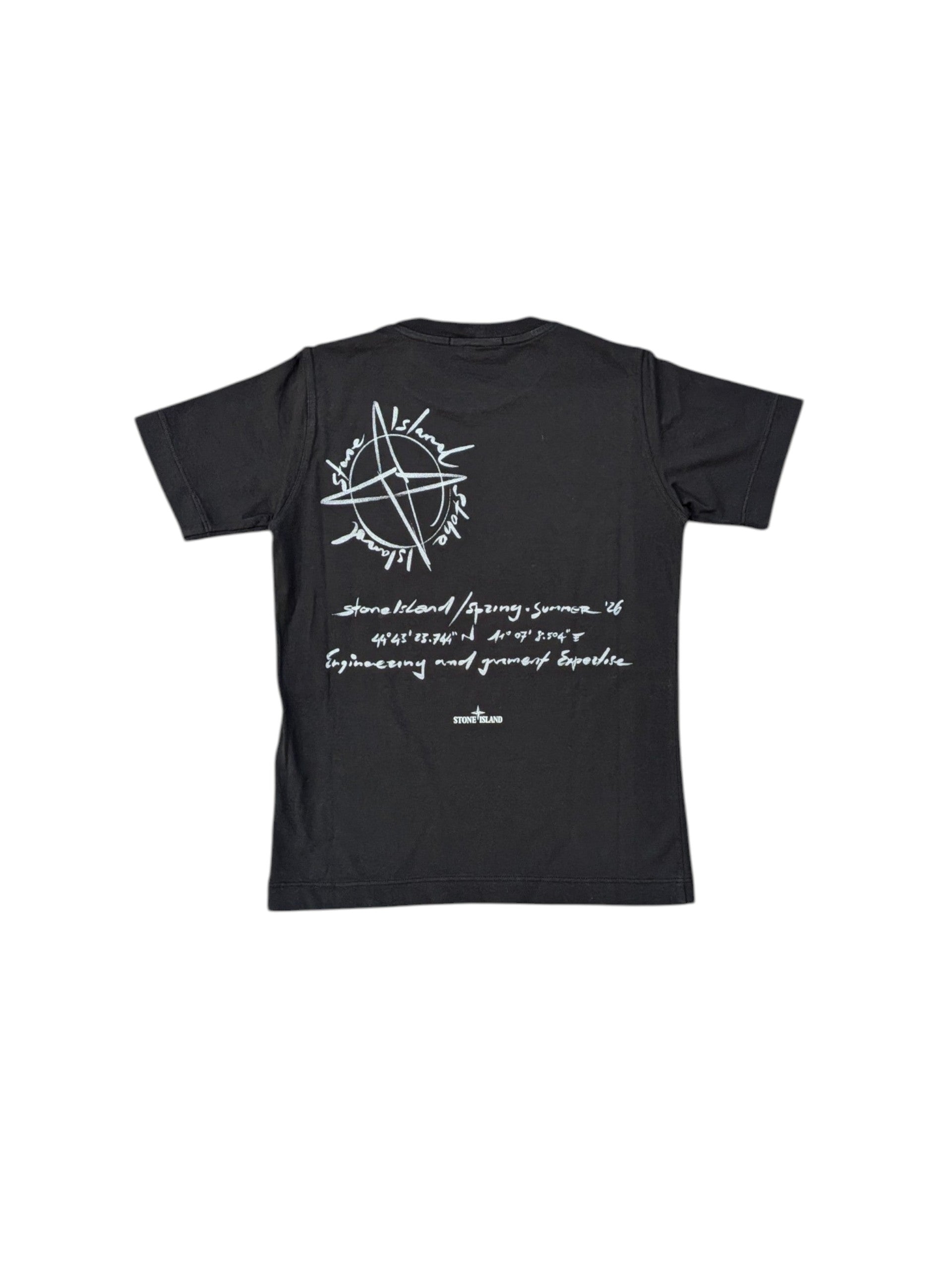 T-shirt nera con stampa logo Stone Island