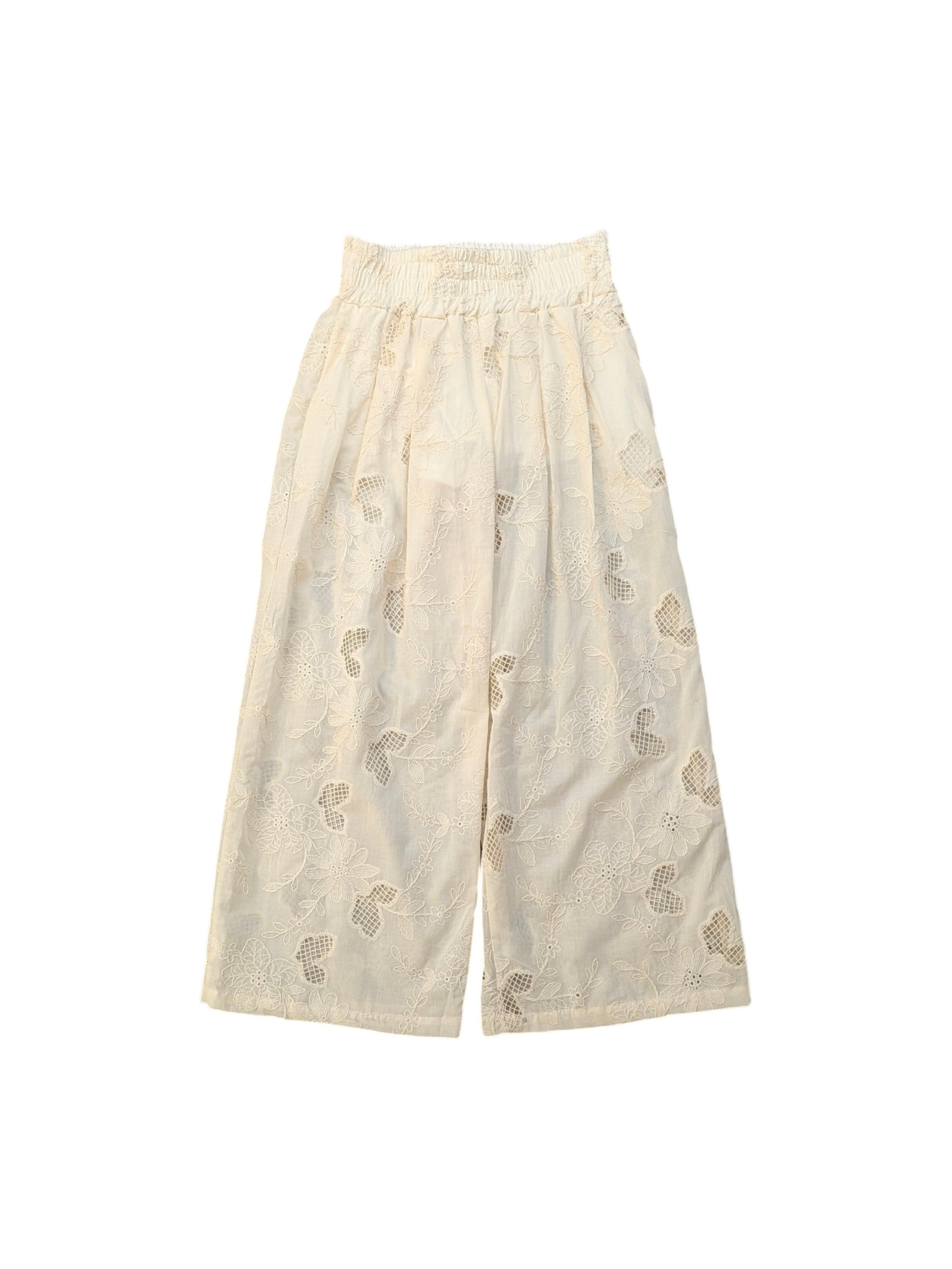 Pantalone palazzo panna con dettagli ricamati Lulù