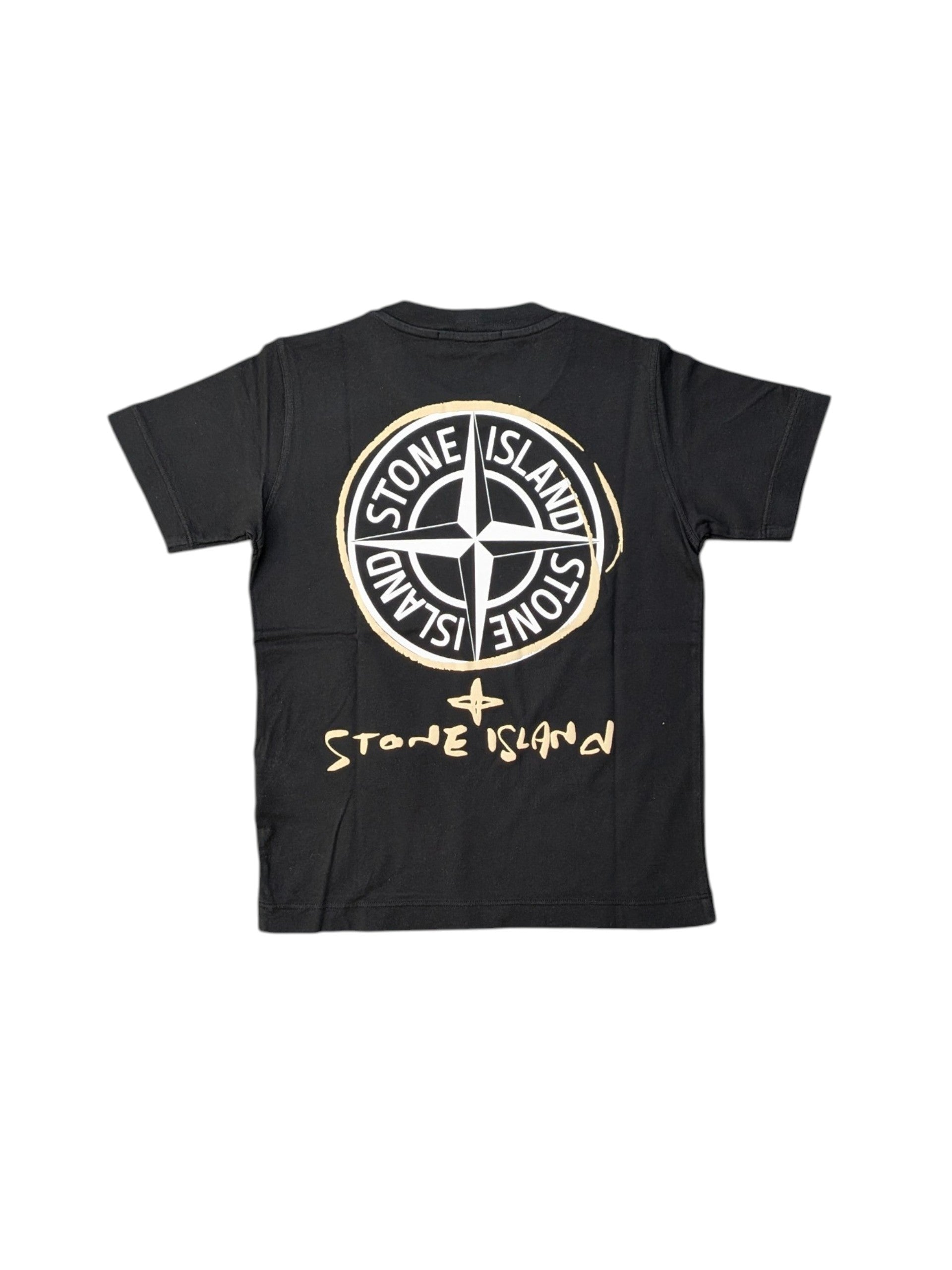 T-shirt nera con dettagli stampe Stone Island