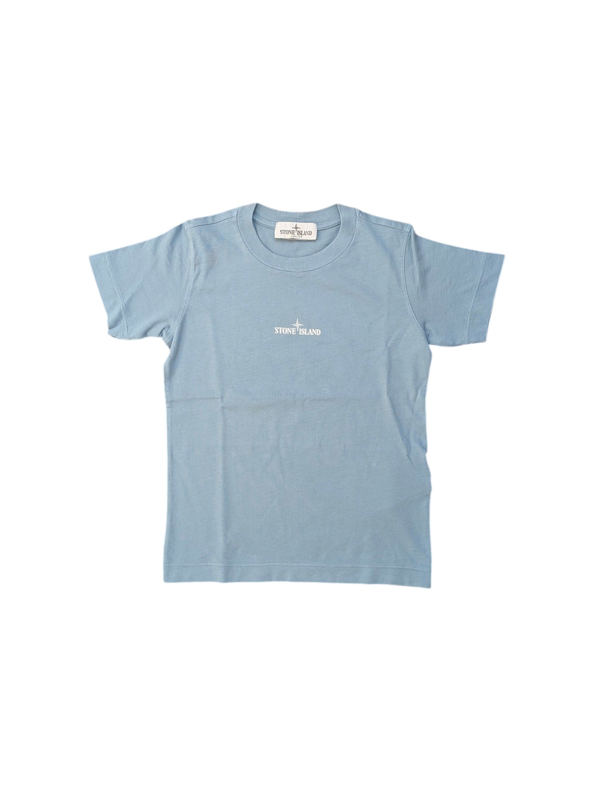 T-shirt azzurra con dettagli stampe Stone Island