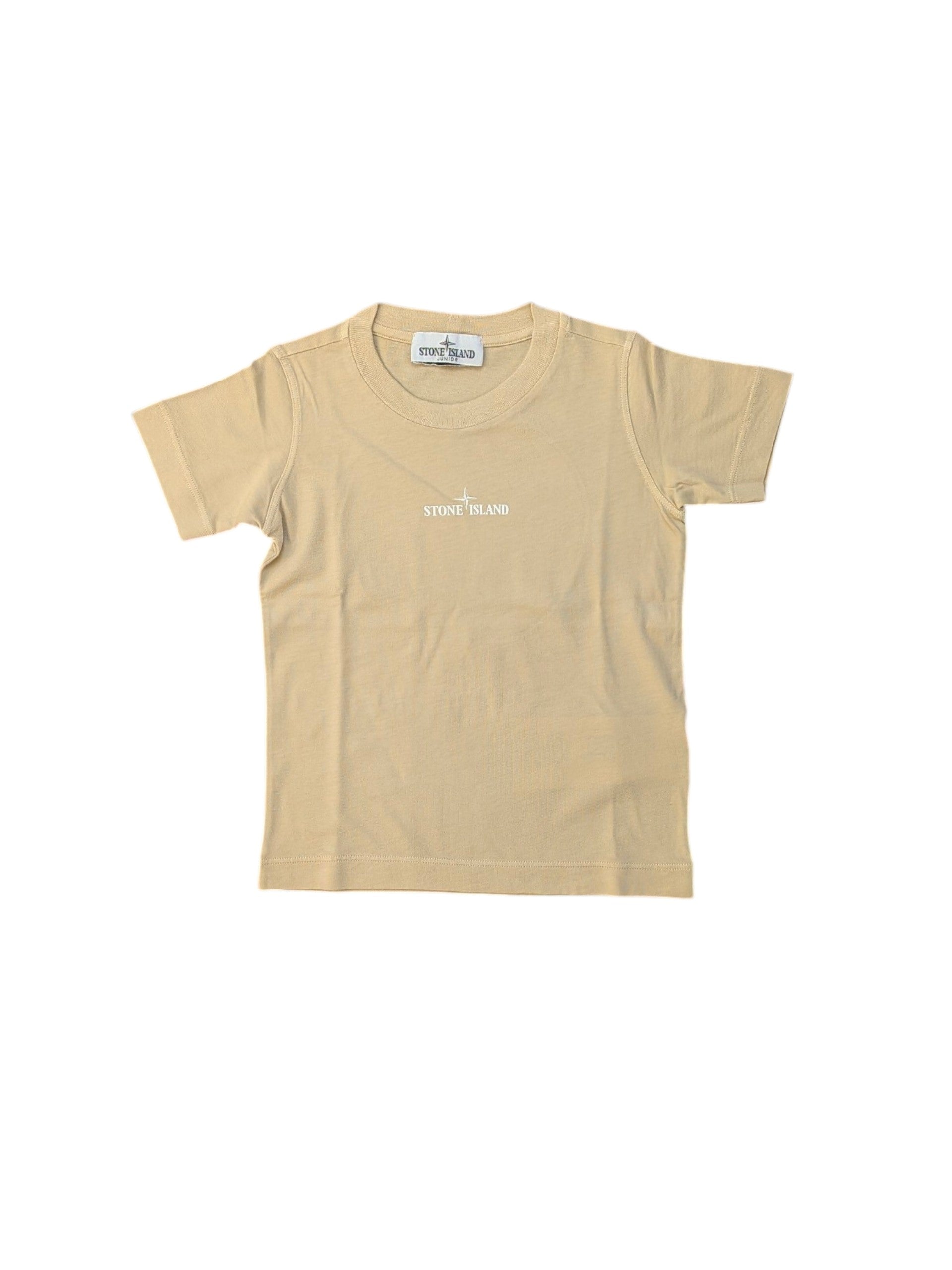 T-shirt beige con dettagli stampe Stone Island