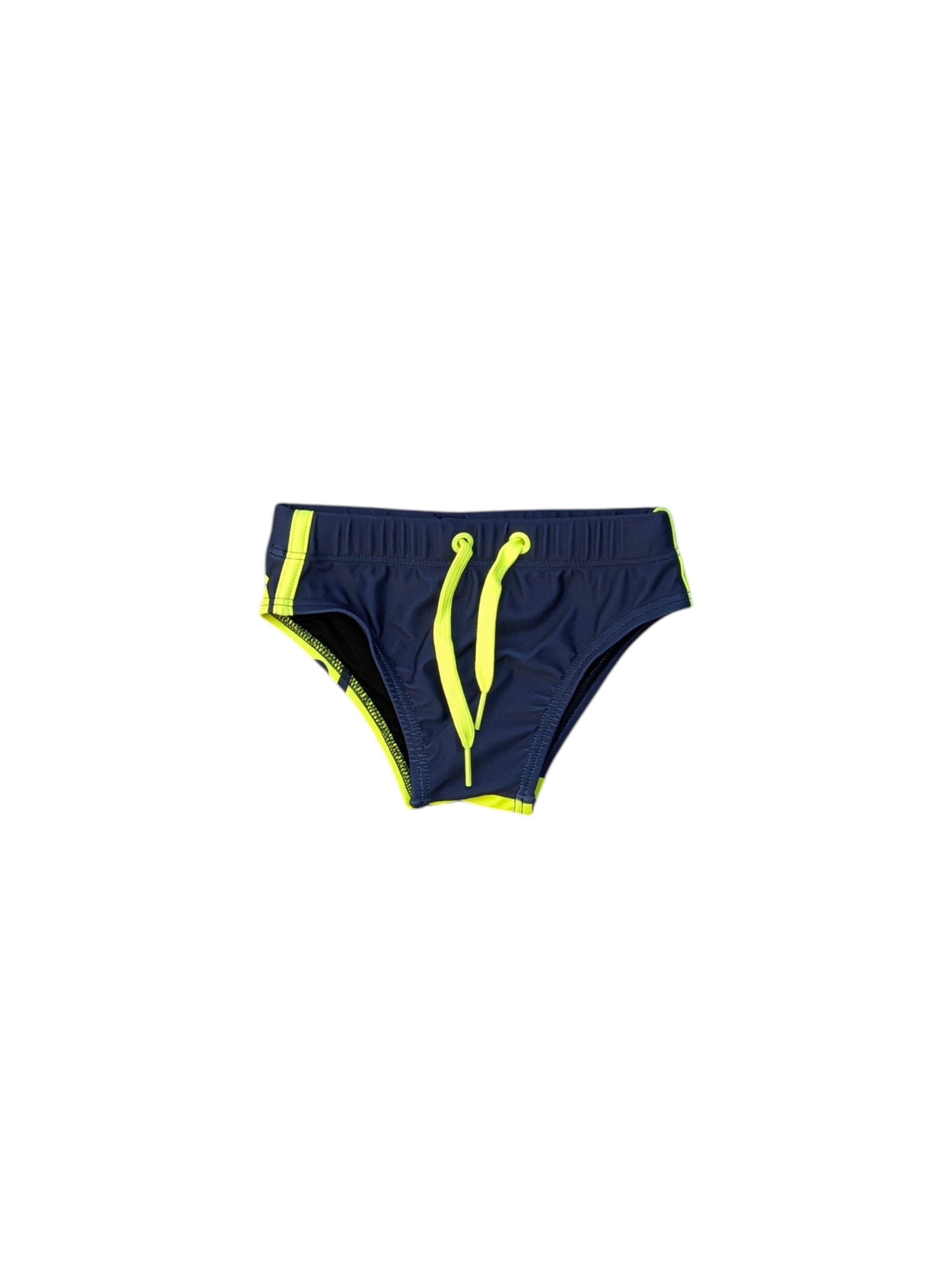 Costume slip blu con dettagli Sundek giallo fluo