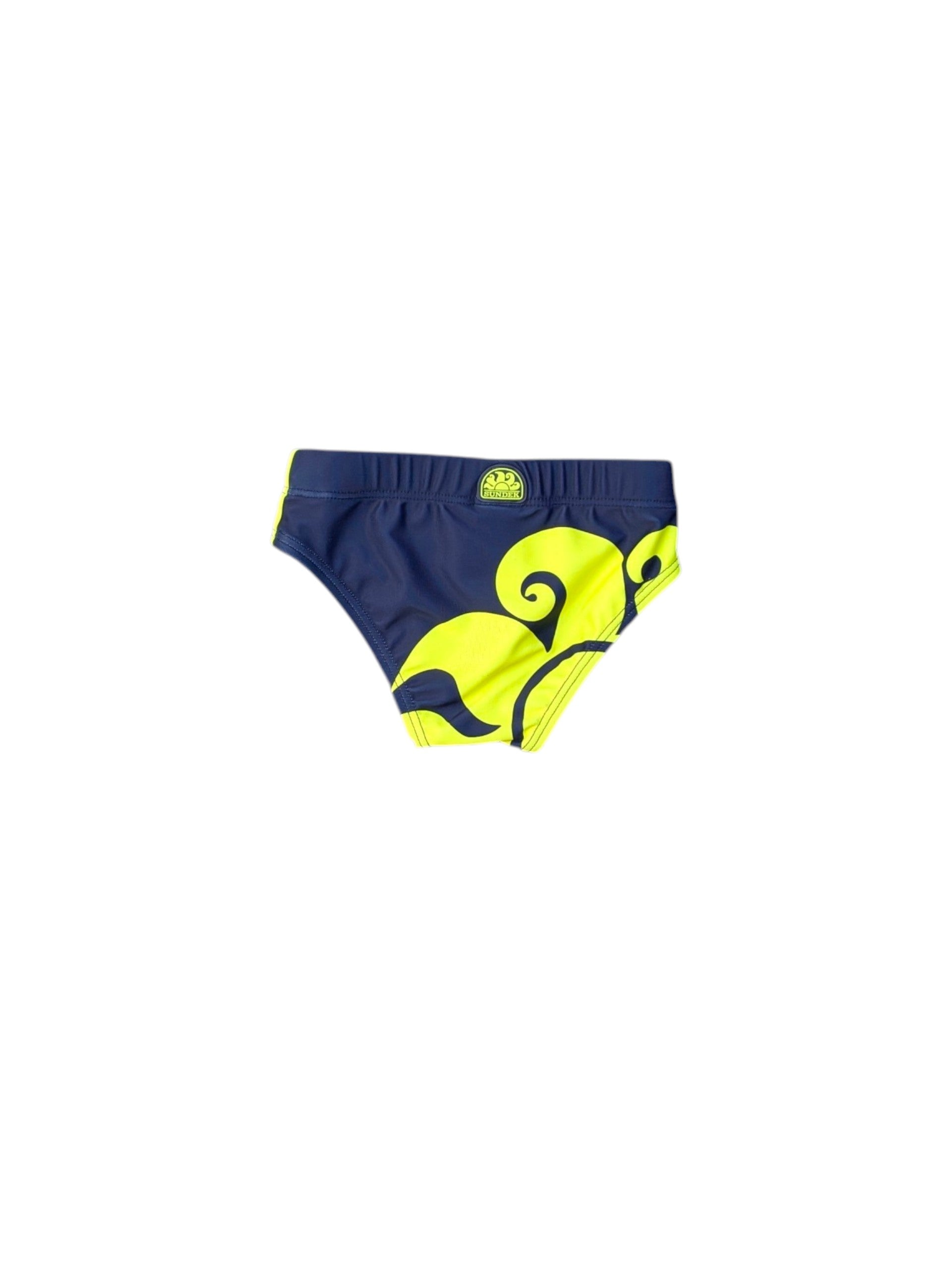 Costume slip blu con dettagli Sundek giallo fluo