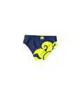 Costume slip blu con dettagli Sundek giallo fluo