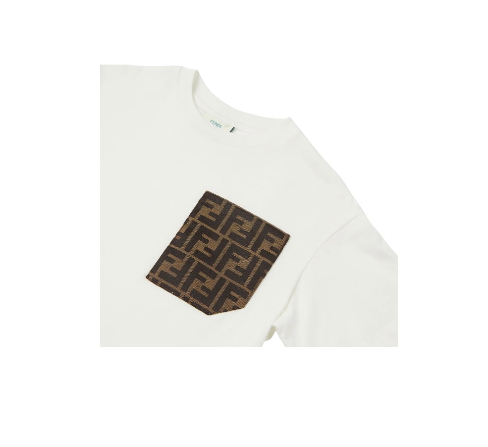 T-shirt bianca con taschino logato FF Fendi