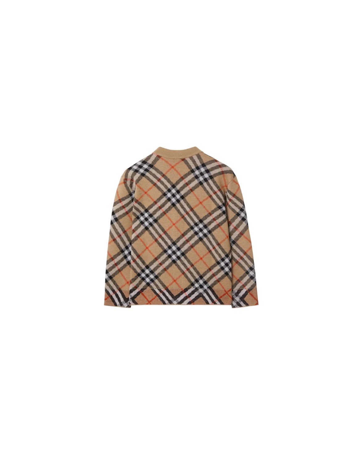 Cardigan beige baby con logo check Burberry