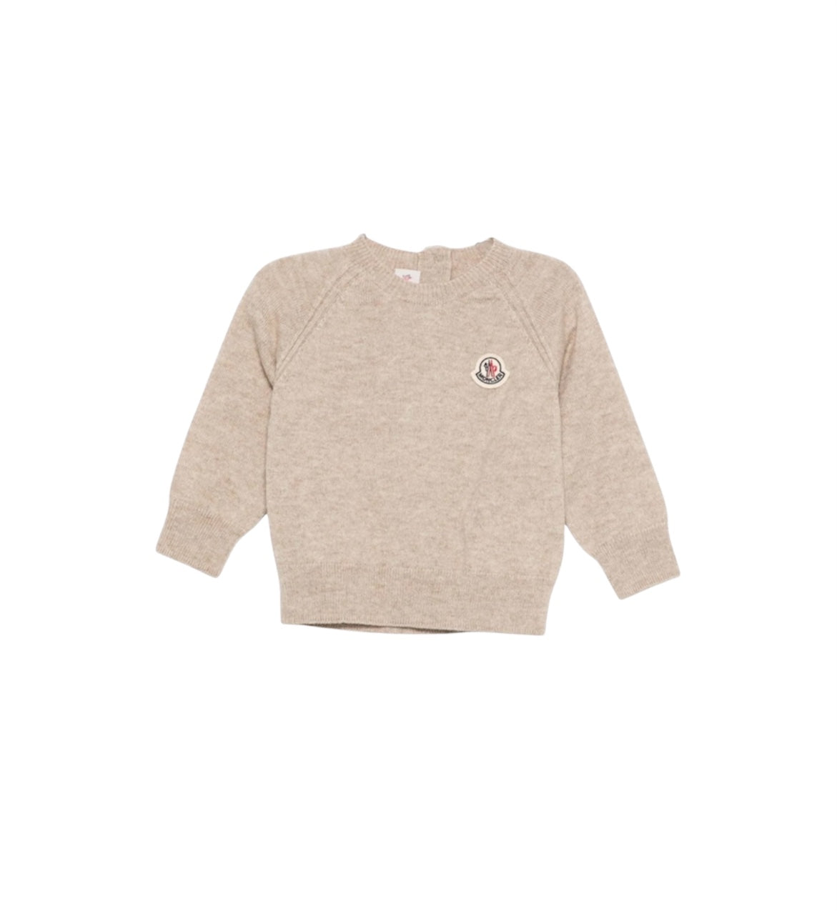 Maglione beige con patch logo Moncler