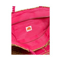 Borsa in paglia con dettagli logo Sundek a cuciti fuxia