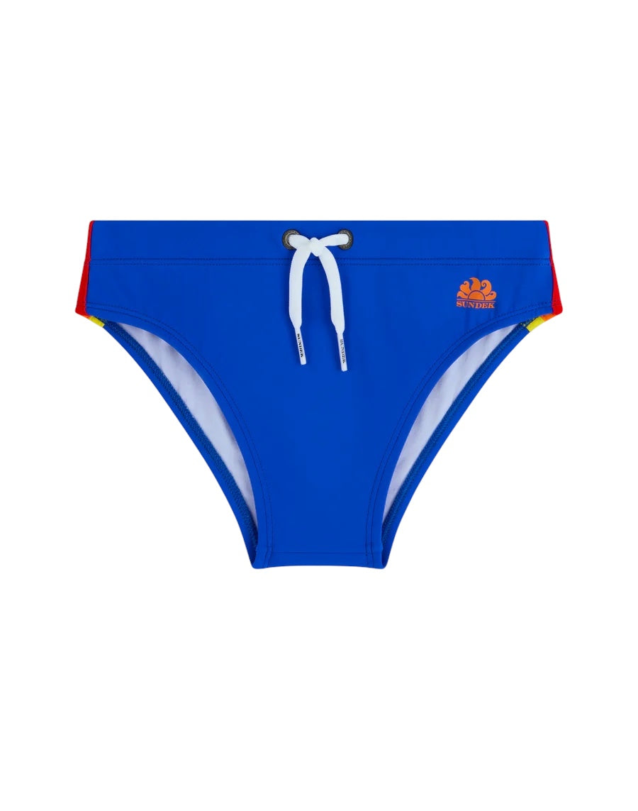 Costume slip blu con stampa logo Sundek