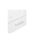 Lenzuolo bianco con dettagli beige e logo Nanan cucito frontale