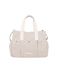 Borsa fasciatoio beige con logo cucito Chloè