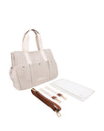 Borsa fasciatoio beige con logo cucito Chloè