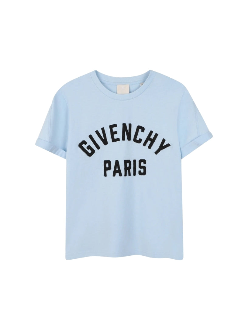 T-shirt azzurra con logo Givenchy a contrasto