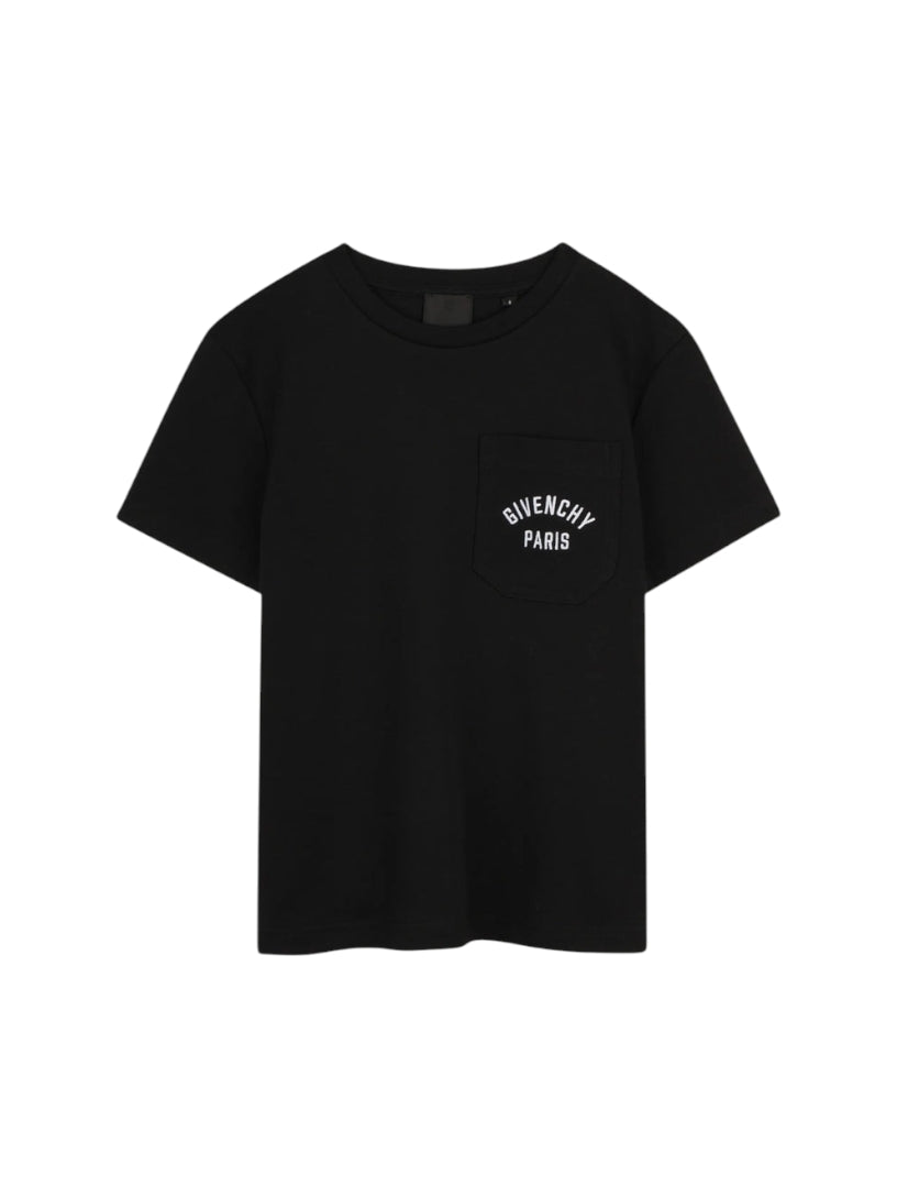 T-shirt nera con dettaglio logo cucito Givenchy