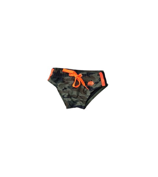 Costume slip verde con stampa camouflage Sundek