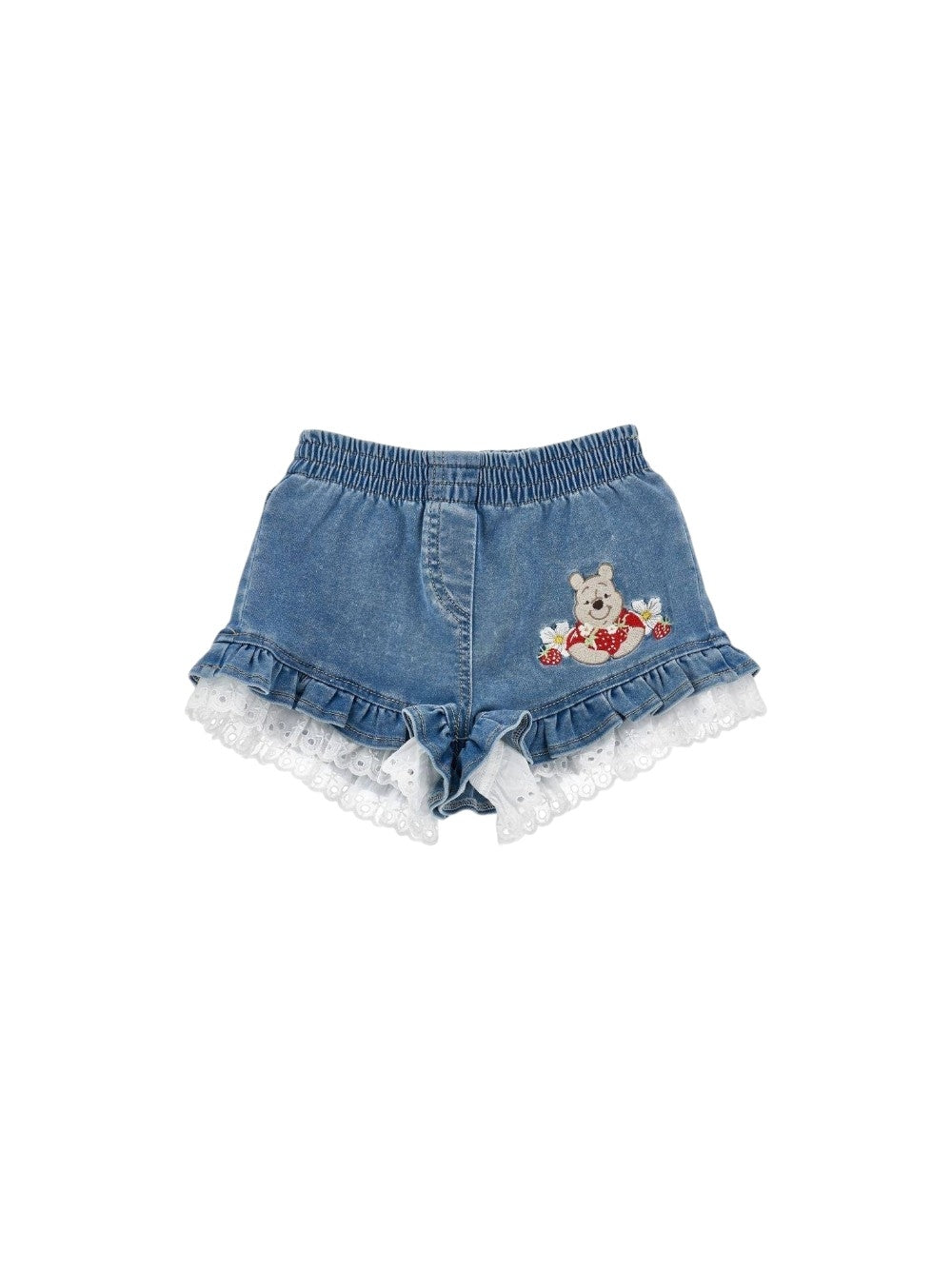 Pantaloncino di jeans blu con dettaglio Winnie the Pooh cucito Disney x Monnalisa